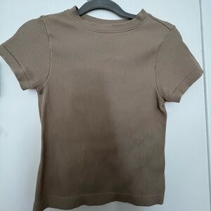 Old Navy Seamless Beige Ribbed Tee